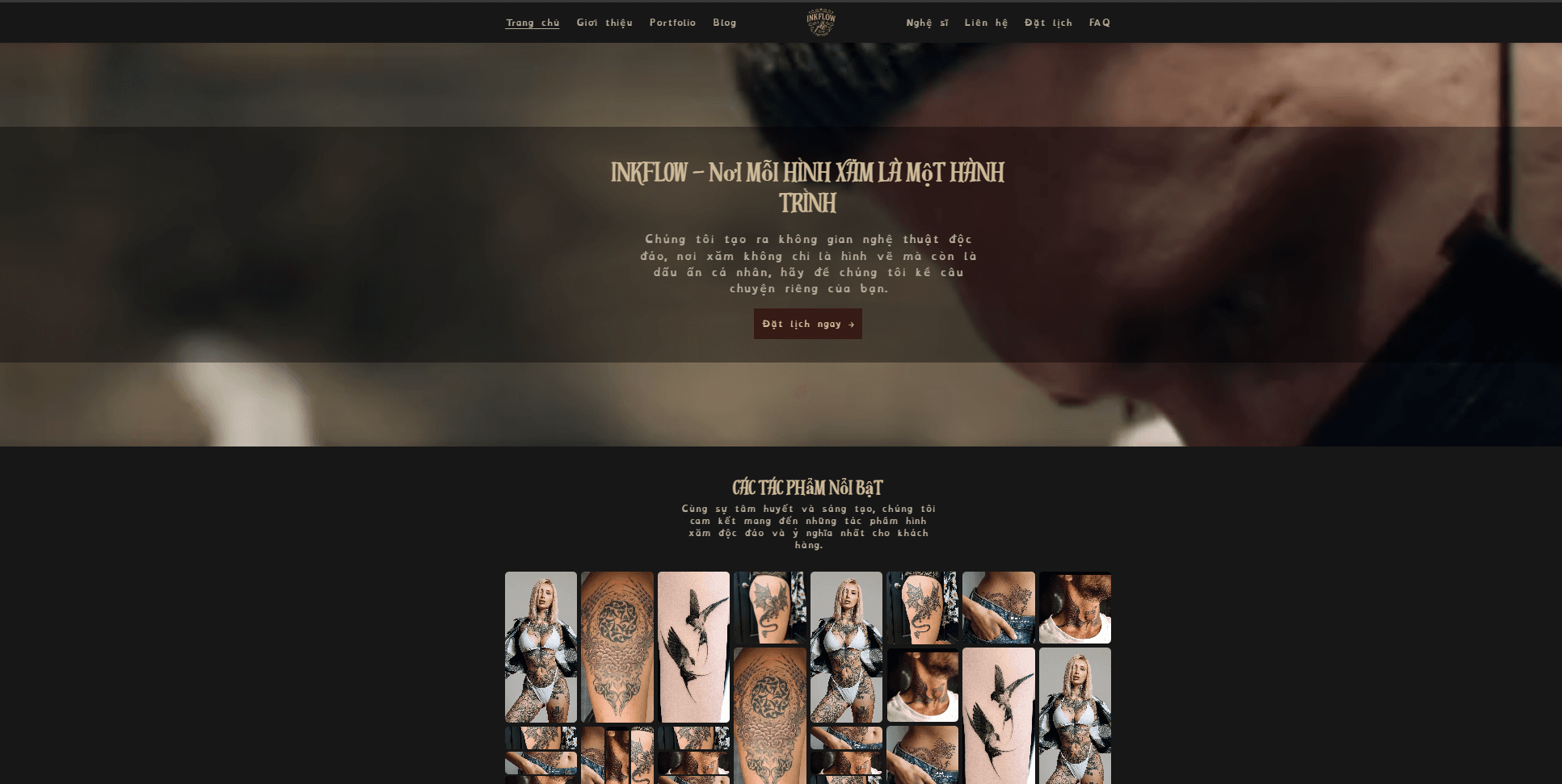 InkFlow - Tattoo Studio Website (UI Only)